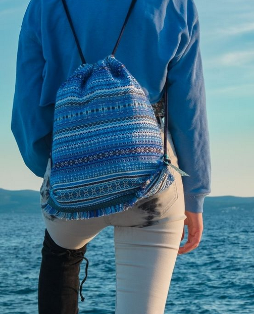 BLUE Cotton Backpack (Style 8)