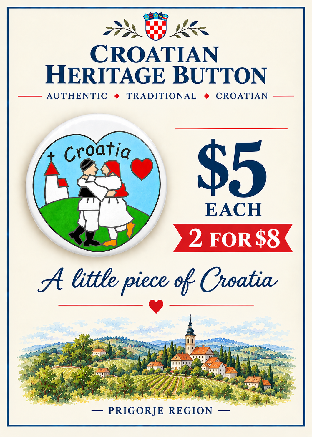 Croatian Heritage Button