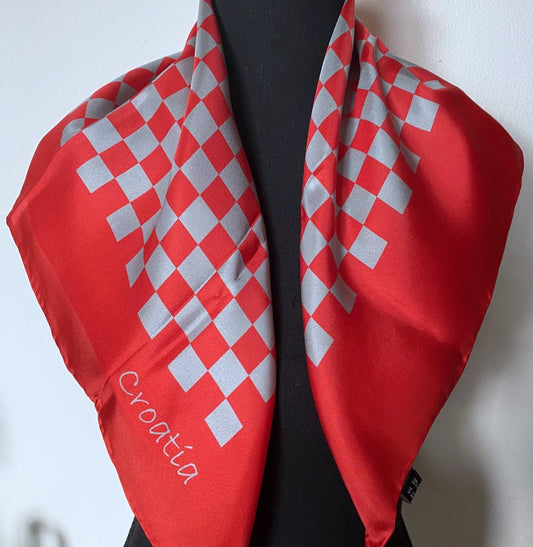 SILK SCARF - Croatian Checkerboard