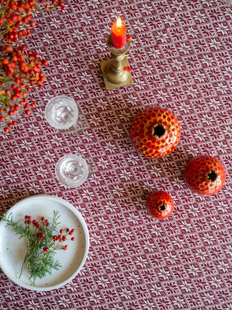 Dark-Red Snowflakes with Gold