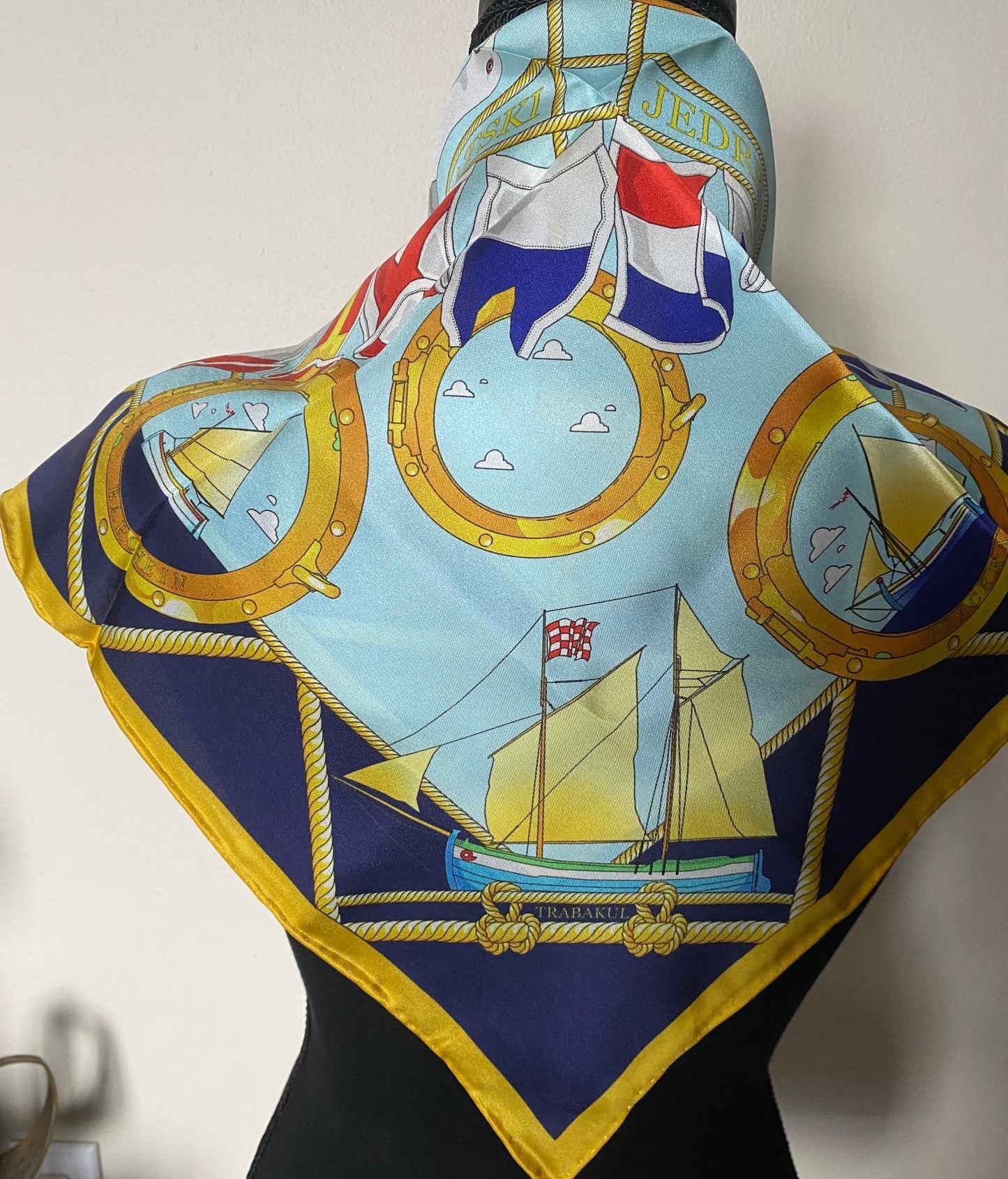 SMALL SILK SCARF - Vintage Sailboats