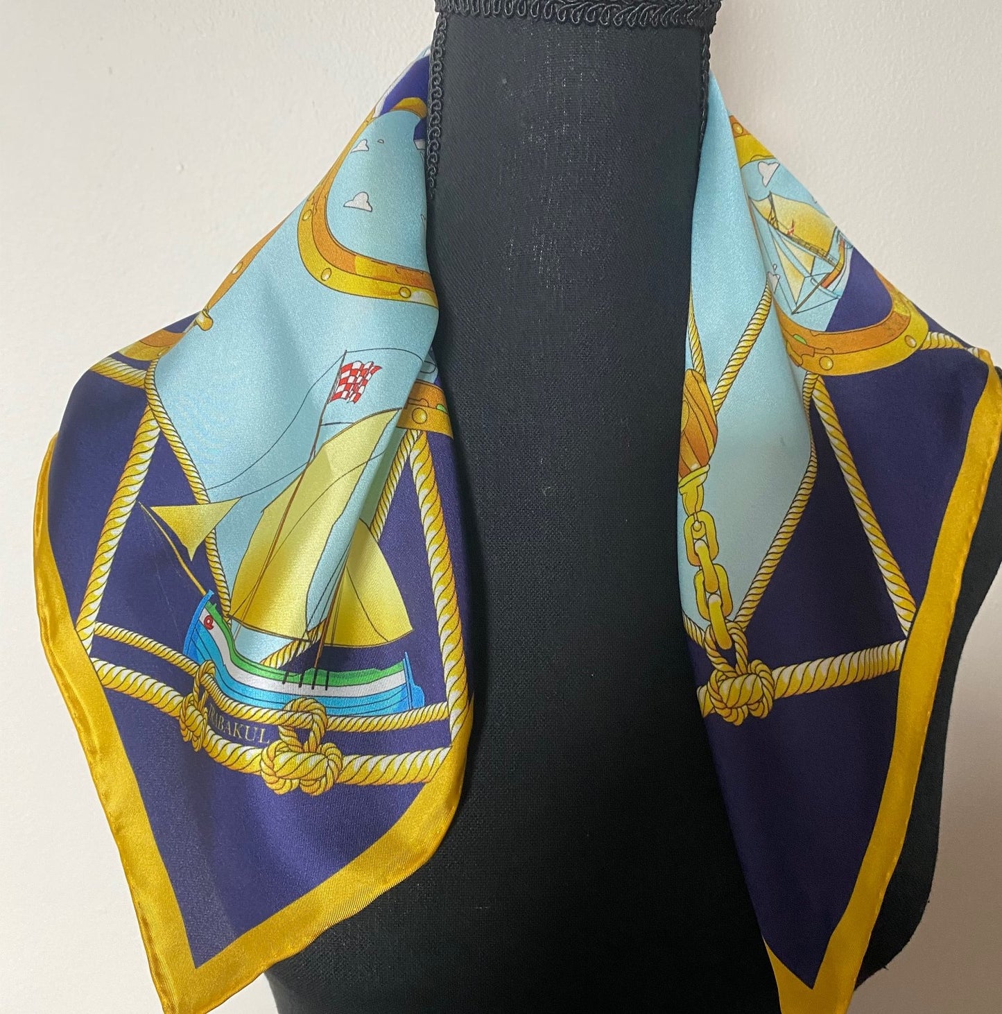 SMALL SILK SCARF - Vintage Sailboats