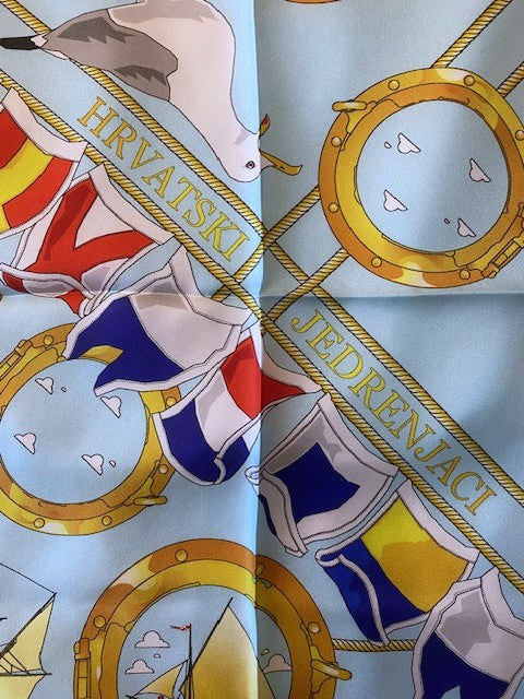 SMALL SILK SCARF - Vintage Sailboats