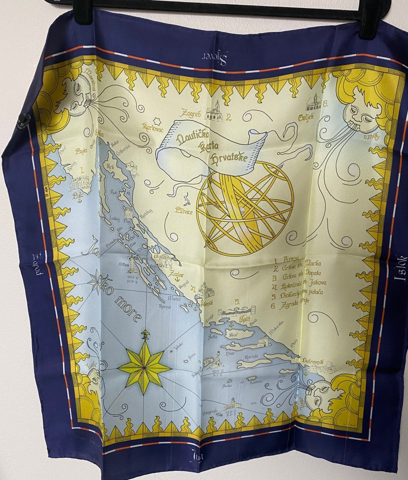 SILK SCARF - Nautical Map of Croatia