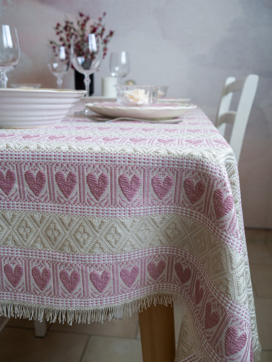 Soft Pink and Beige Tablecloth