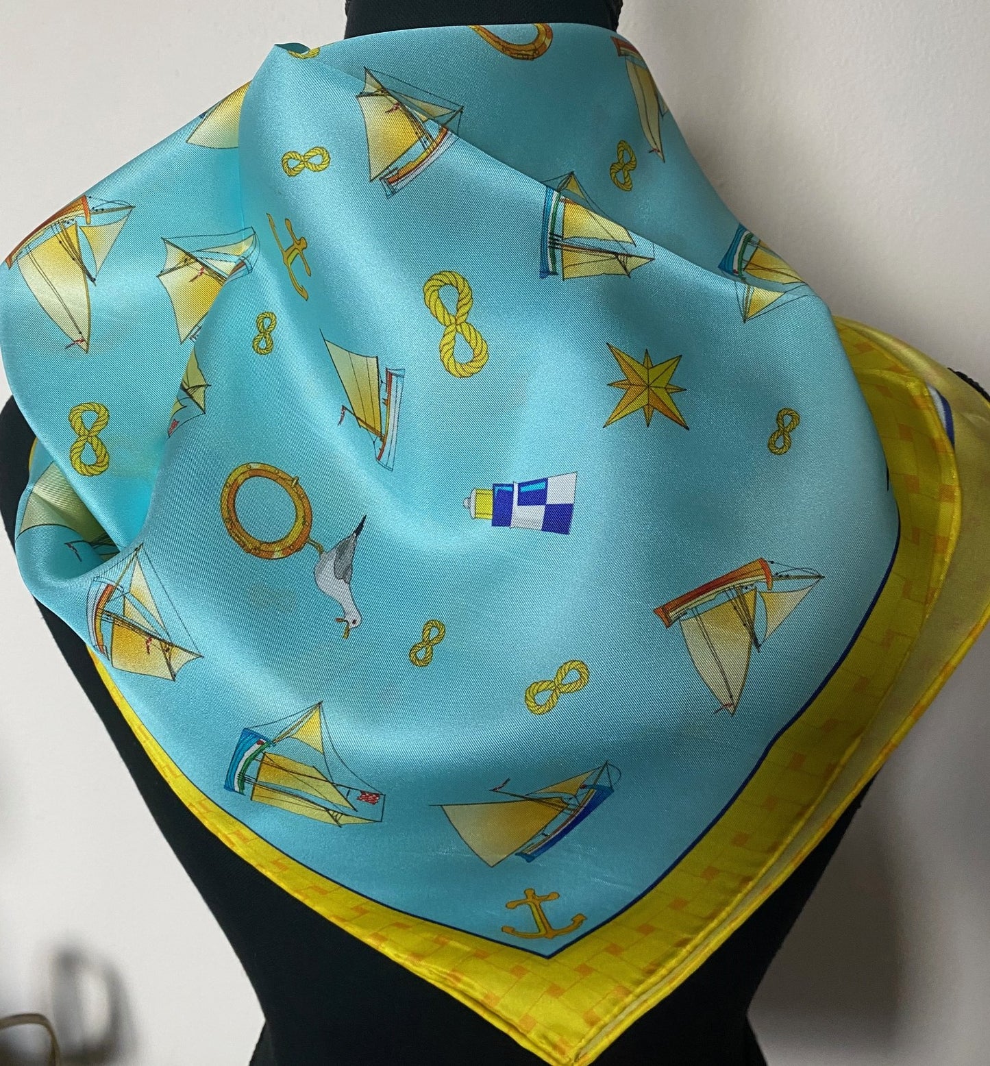 SMALL SILK SCARF - Summer Blue