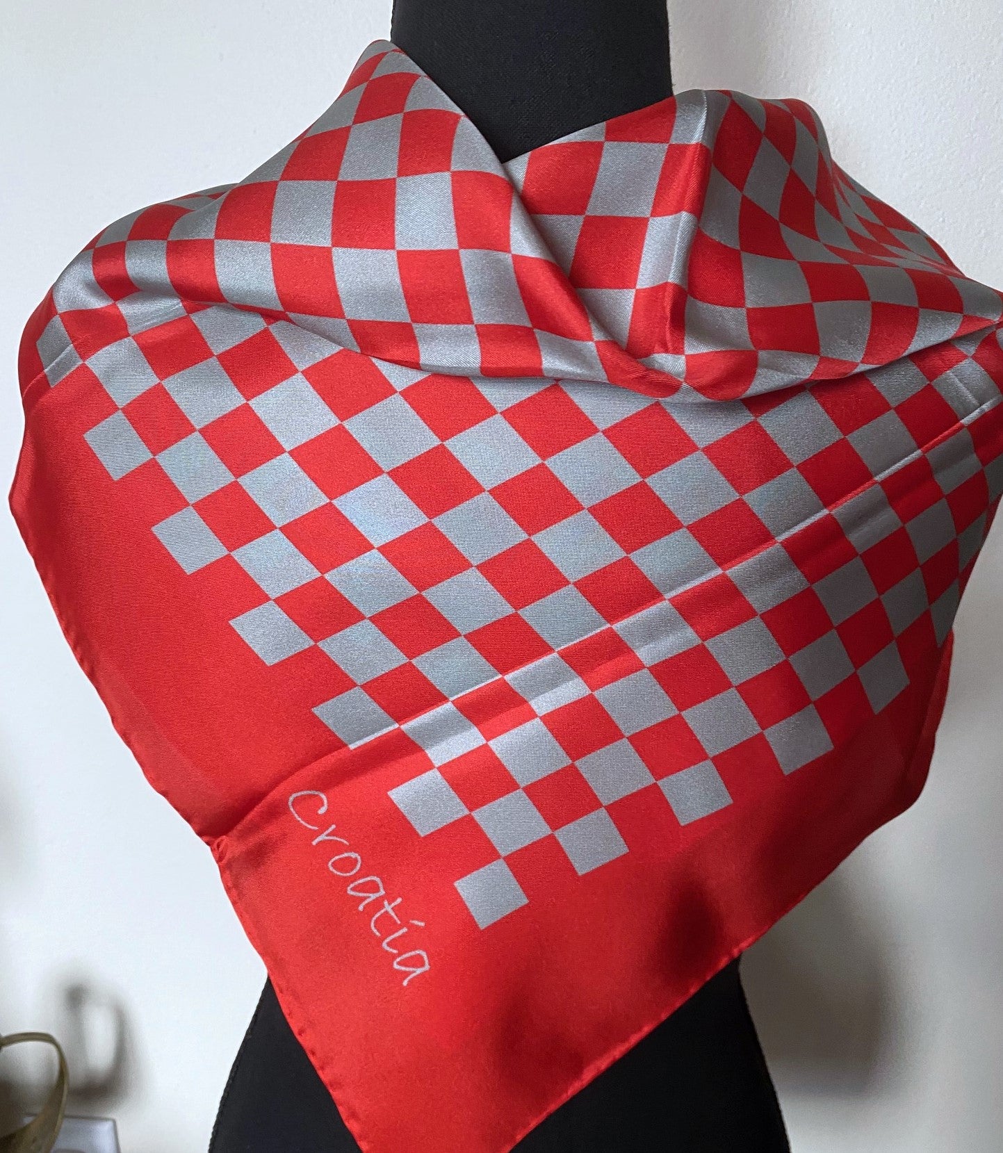 SILK SCARF - Croatian Checkerboard