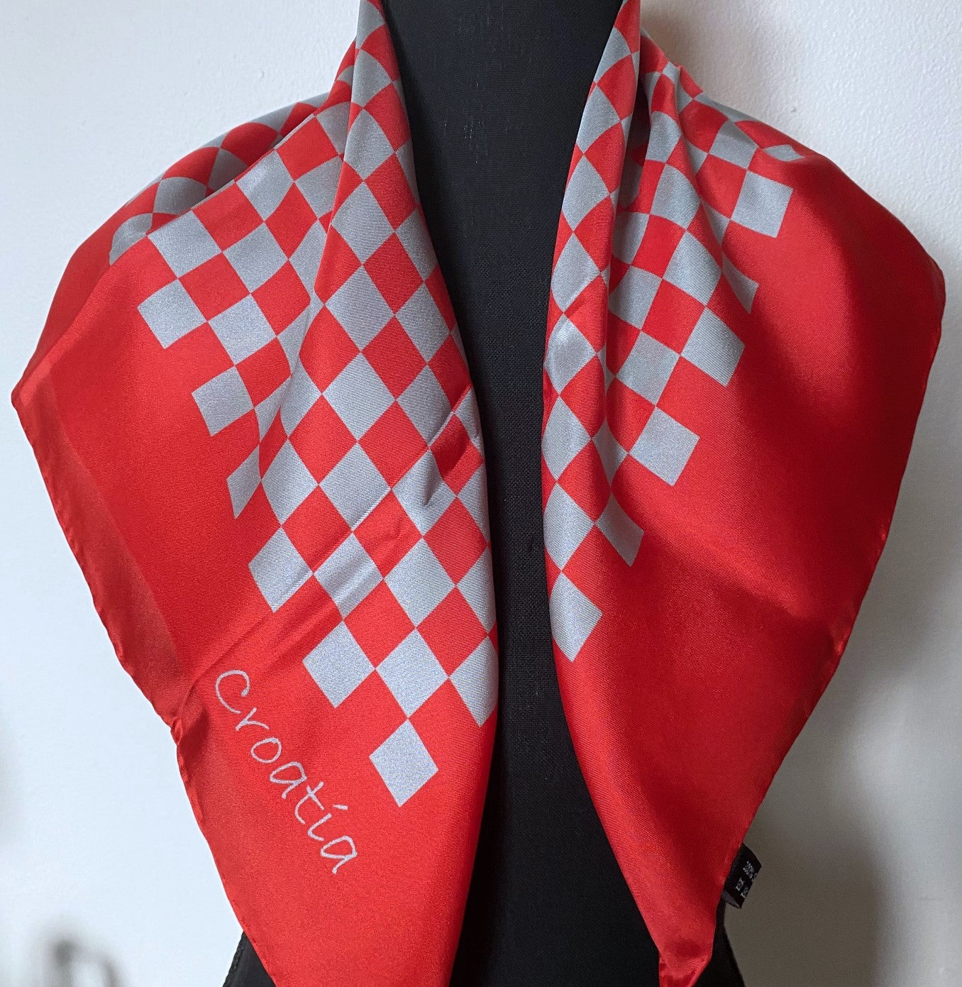 SILK SCARF - Croatian Checkerboard