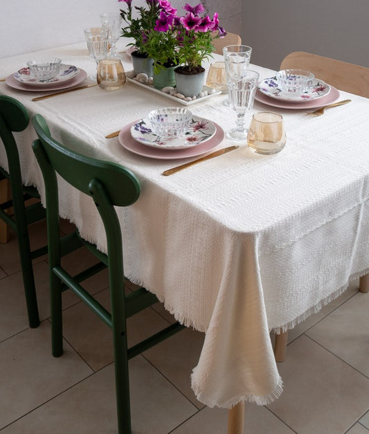 Spring White Tablecloth
