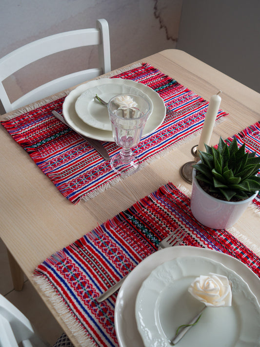 Red Placemat (Loom-Weaved)